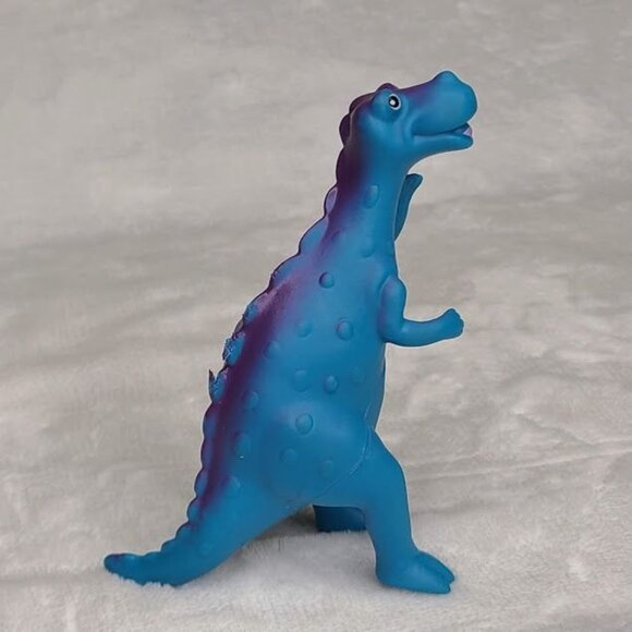 Vintage Blue Purple Dinosaur Figure Toy Cake Topper Bath Toy Greenbrier Intl - Picture 3 of 11